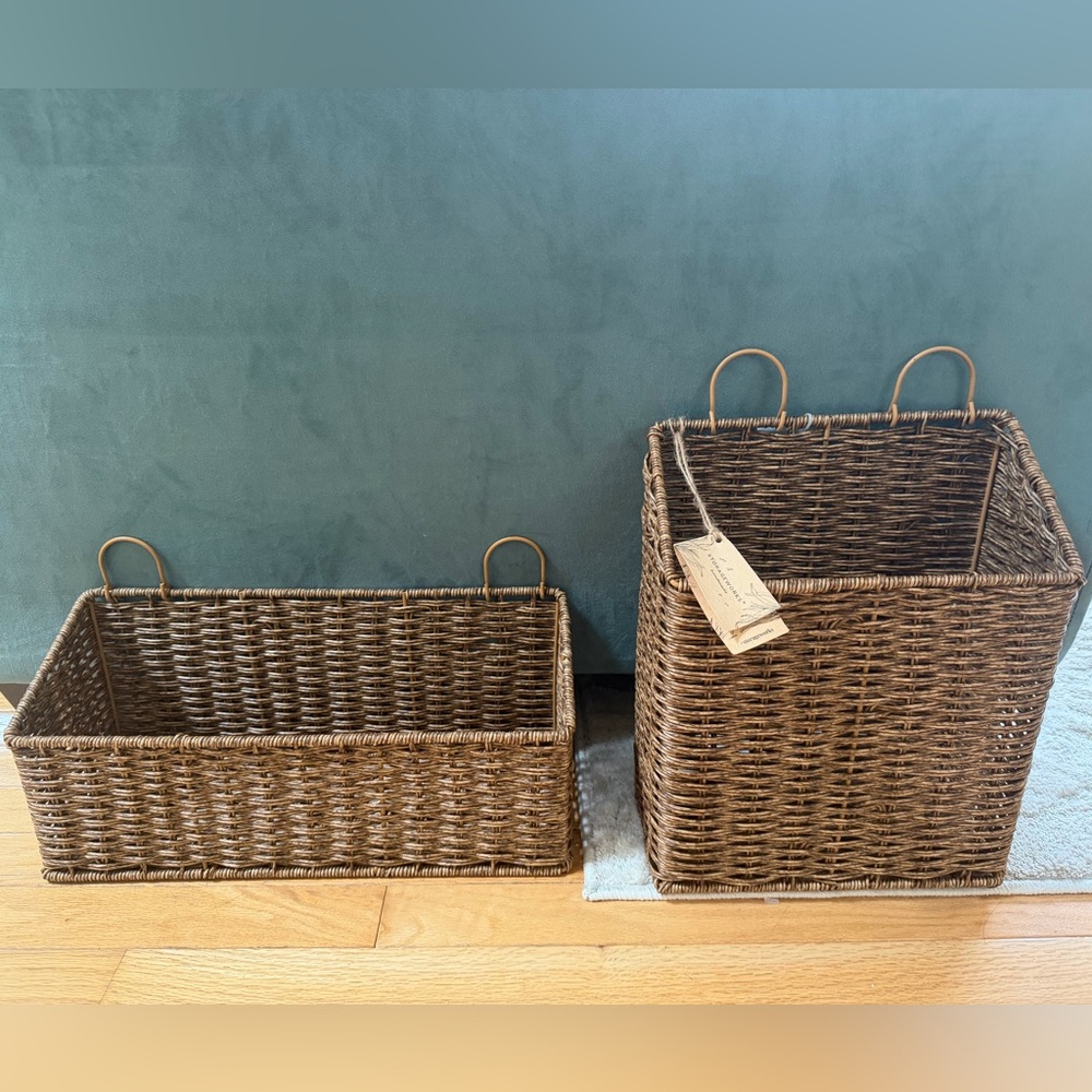 NWT Storageworks Hanging Woven Basket Set - Picture 1 of 6